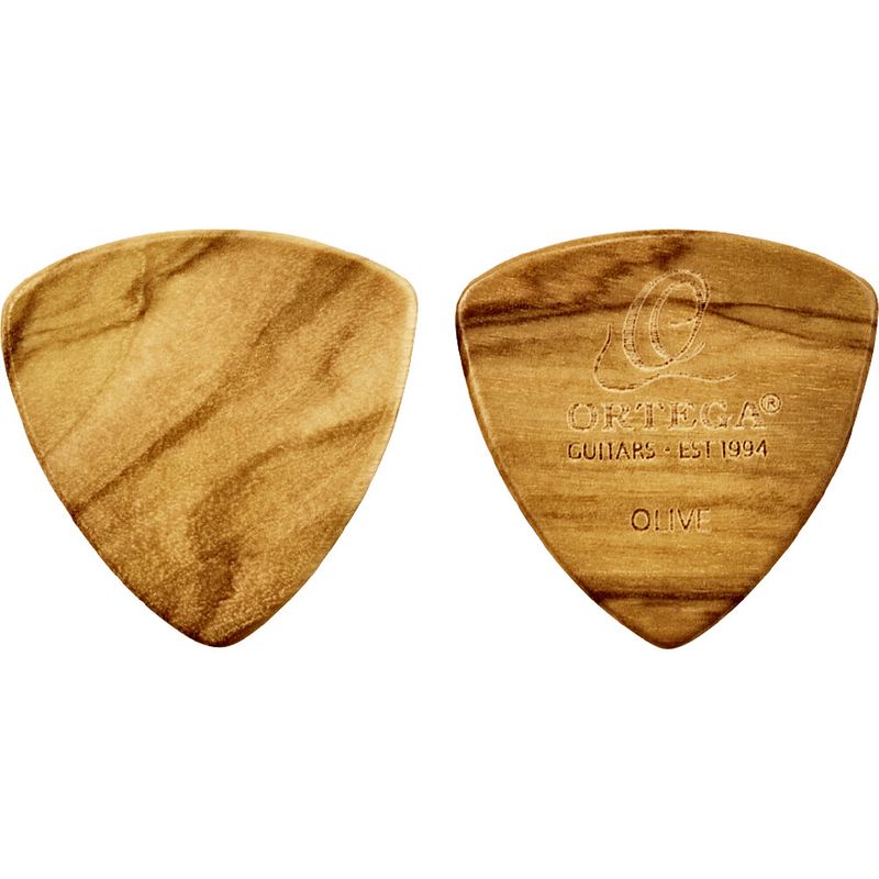 Foto van Ortega ogpwxlf-ov2 wooden picks triangle xl ovangkol 2.00 mm plectrumset (2 stuks)