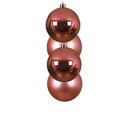 Foto van 4x stuks kunststof kerstballen lippenstift roze 10 cm glans/mat - kerstbal