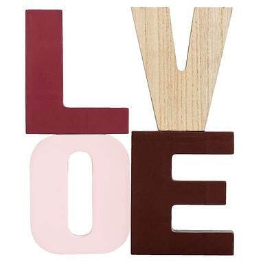 Foto van Boekensteun love - naturel/rood/roze - 20x24x5 cm - leen bakker