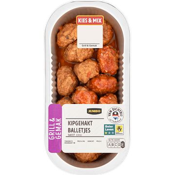 Foto van Jumbo scharrelkip gehaktballetjes sweet chili 194g aanbieding bij jumbo | diverse soorten