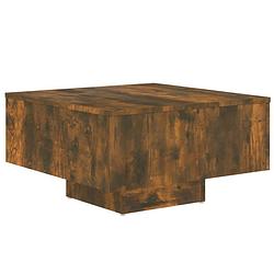 Foto van The living store salontafel 60x60x31-5 cm bewerkt hout gerookt eikenkleurig - tafel