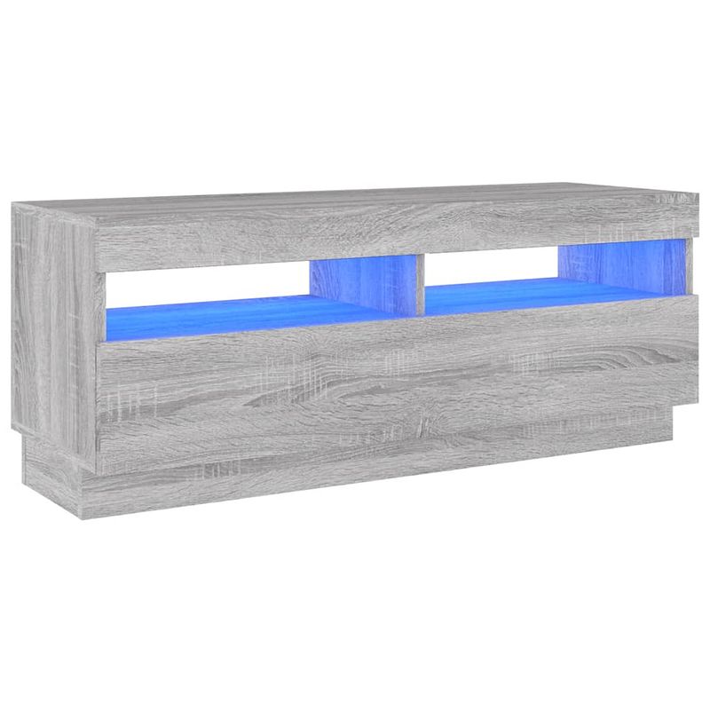 Foto van The living store tv-meubel - led-verlichting - bewerkt hout - grijs sonoma eiken - 100 x 35 x 40 cm