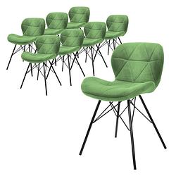 Foto van Ml-design set van 8 eetkamerstoelen met rugleuning, groen, keukenstoel met fluwelen bekleding, gestoffeerde stoel met