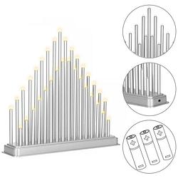 Foto van Led kaarsenbrug batterijen dubbele kaarsenrij zilver warm wit