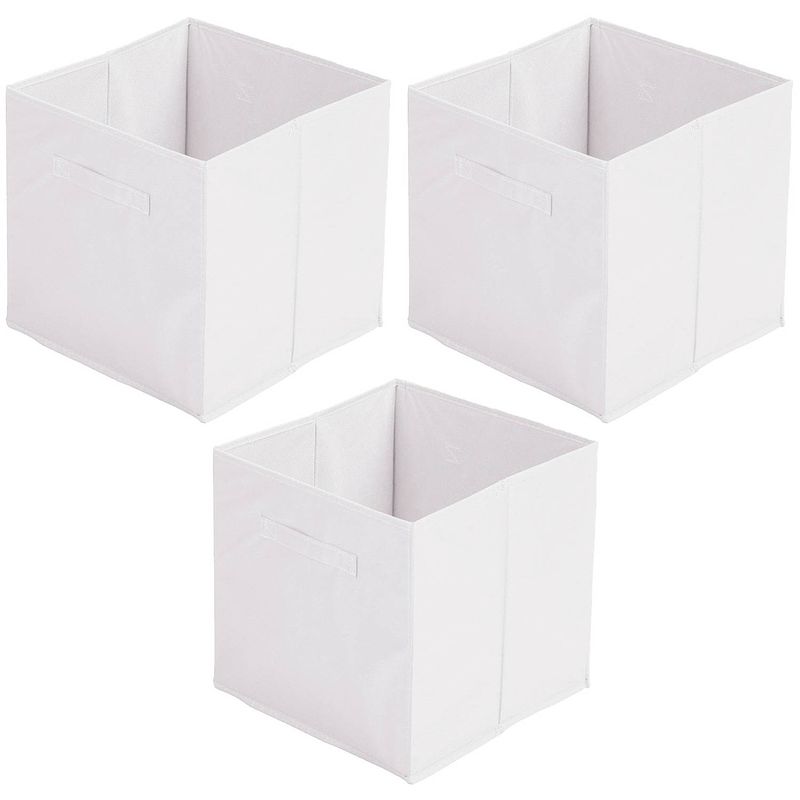 Foto van Urban living opbergmand/kastmand square box - 3x - karton/kunststof - 29 liter - wit - 31 x 31 x 31 cm - opbergmanden