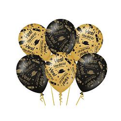 Foto van Paperdreams geslaagd thema party ballonnen - 12x - zwart/goud - you did it - ballonnen