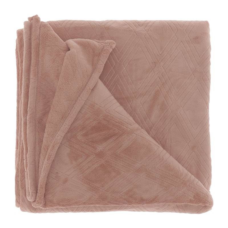 Foto van Unique living auke fleece plaid - fleece polyester - 150x200 cm - old pink