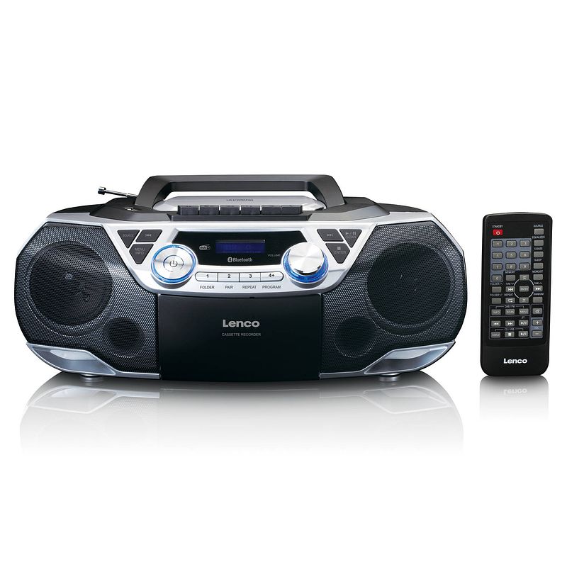 Foto van Draagbare boombox met dab+/fm radio, bluetooth, cd, casette recorder en usb speler lenco scd-720si zwart-zilver