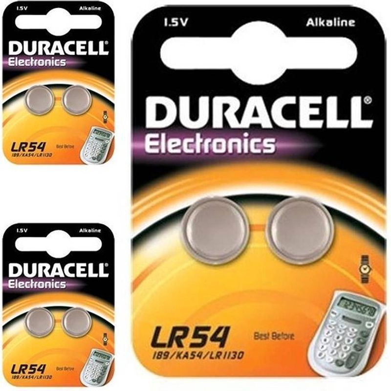 Foto van 6 stuks ( 3 blisters a 2st) - duracell g10 / lr54 / 189 / ag10 alkaline knoopcel batterij