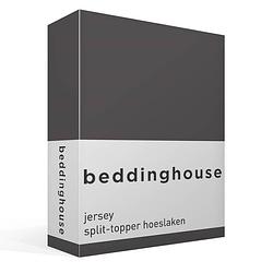 Foto van Beddinghouse jersey split-topper hoeslaken - 100% gebreide jersey katoen - lits-jumeaux (200x200/220 cm) - anthracite