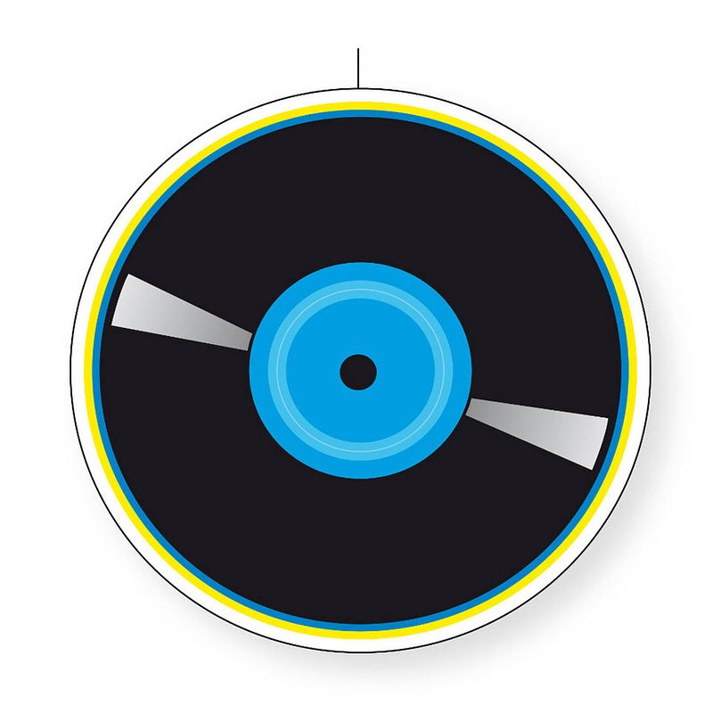 Foto van Seventies eighties disco thema lp/vinylplaat decoratie blauw 28 cm - hangdecoratie