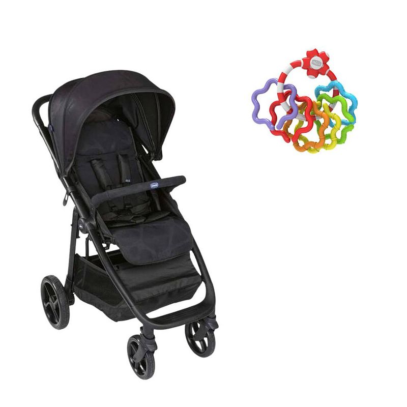 Foto van Chicco bundel - buggy multiride - jet black & rammelaar - regenboog speelringen