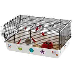 Foto van Ferplast hamsterkooi space 46 x 29,5 x 23 cm staal wit/zwart