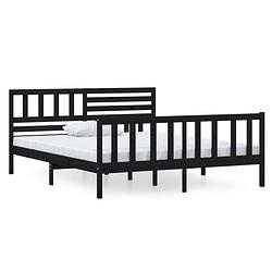 Foto van Vidaxl bedframe massief hout zwart 135x190 cm 4ft6 double