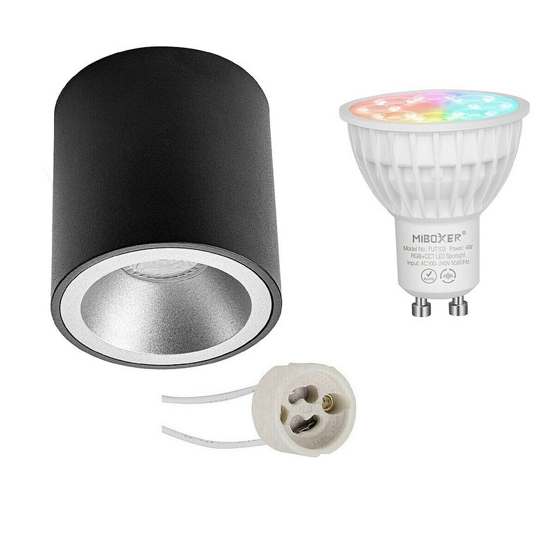 Foto van Mi-light miboxer - opbouwspot set gu10 - smart led - wifi led - slimme led - 4w - rgb+cct - aanpasbare kleur - dimbaar -