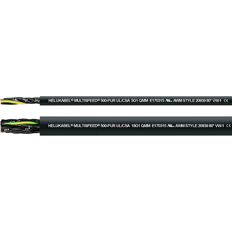 Foto van Helukabel 24381 geleiderkettingkabel m-speed 500-c-pur ul 7 g 0.75 mm² zwart 100 m