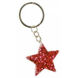 Foto van Lg-imports sleutelhanger glitter ster junior 3,5 cm rood