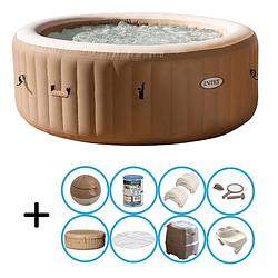 Foto van Intex - bubble massage - jacuzzi - 196 x 71 cm - beige - inclusief toebehoren