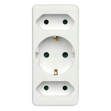 Foto van Hama stopcontactadapter 3-voudig, 1x geaard stopcontact schakelaar wit