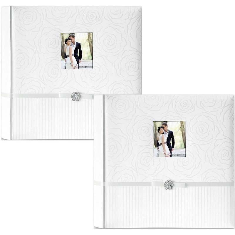 Foto van 2x luxe fotoboek/fotoalbum annabella bruiloft/huwelijk met 50 paginas wit 32 x 32 x 6 cm - fotoalbums