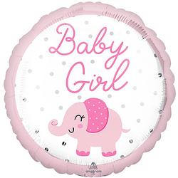 Foto van Anagram folieballon baby girl olifant 43 cm roze/wit/zilver