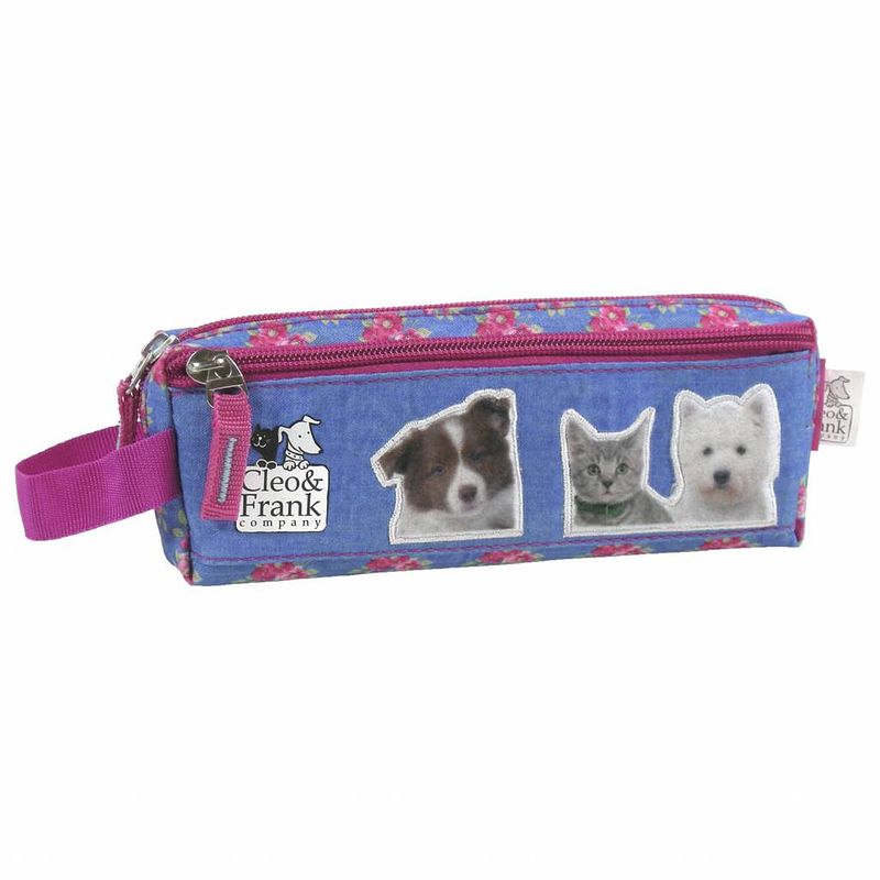 Foto van Cleo & frank - etui met 2 ritsen - 20 cm - blauw