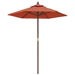 Foto van Vidaxl parasol met houten paal 196x231 cm terracottakleurig