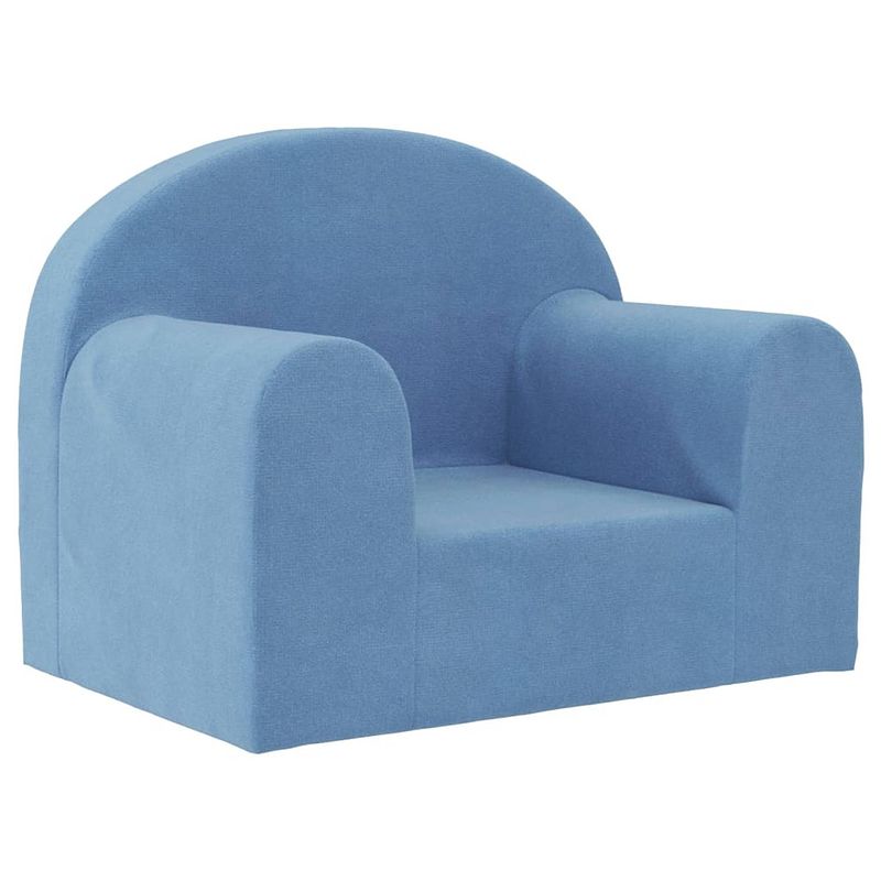 Foto van The living store kinderbank blauw pluche - 52 x 35 x 40 cm - afneembare hoes - schuimvulling