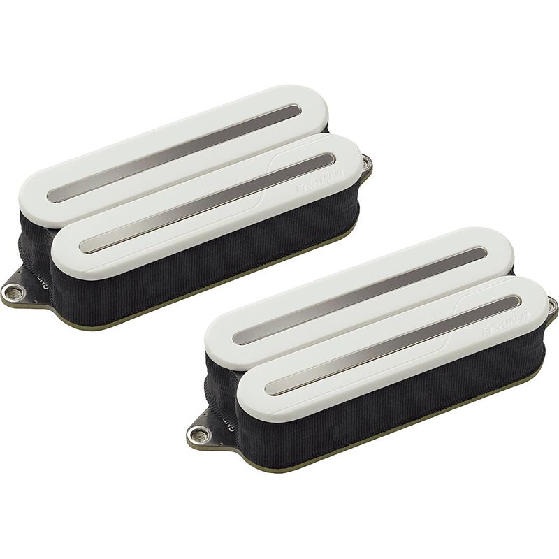 Foto van Fishman prf-mo7-swb fluence open core modern humbucker set 7-string white / black nickle rails actieve elementenset