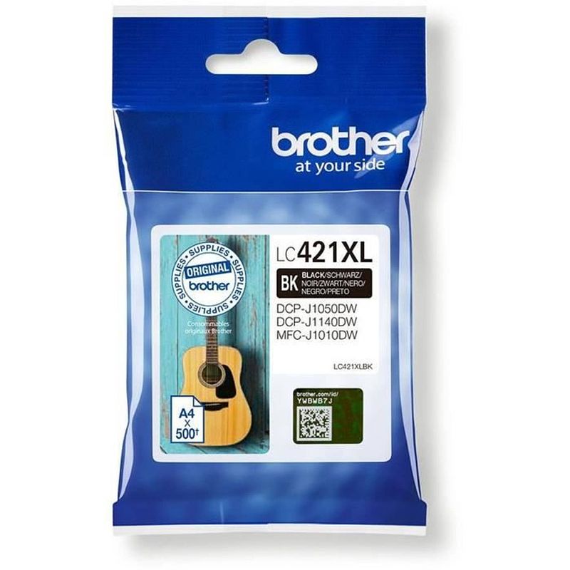 Foto van Lc421xlbk inktcartridge - brother - zwart hoge capaciteit 500 pagina's - voor dcp-j1050dw, mfc-j1010dw en dcp-j1140dw