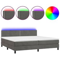 Foto van The living store boxspring bed - fluweel - pocketvering - led - 203x200x78/88 cm - donkergrijs - +matrassen