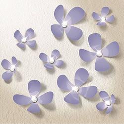 Foto van Walplus 3d decoratie sticker - 3d bloemen met 9 swarovski kristallen - lavendel