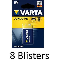 Foto van 8 stuks (8 blisters a 1 st) varta longlife extra 9v-block