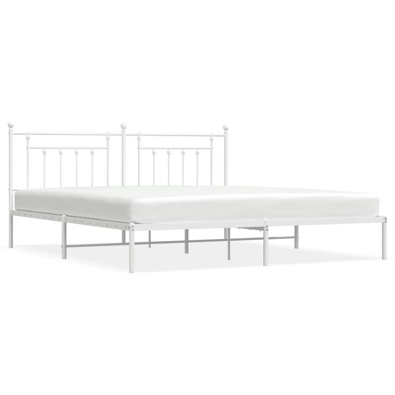 Foto van Vidaxl bedframe met hoofdbord metaal wit 200x200 cm