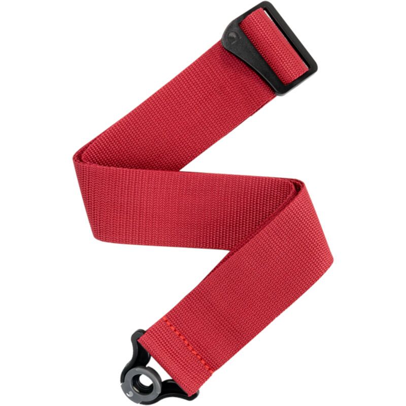 Foto van D'saddario auto lock polypro guitar strap red gitaarband met ingebouwde strap locks