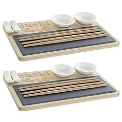 Foto van Bamboe sushi serveerset voor 8 personen 7-delig - serveerschalen