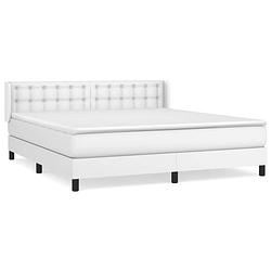 Foto van The living store boxspringbed - wit - 203 x 163 x 78/88 cm - duurzaam kunstleer - verstelbaar hoofdbord - pocketvering