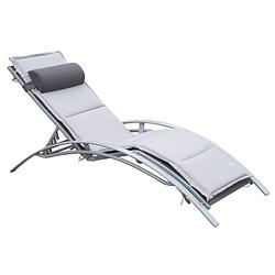 Foto van Ligstoel - ergomnomisch gevormde ligstoel - relaxstoel tuin - verstelbaar - aluminium - grijs