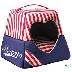 Foto van M-pets kattenhuis kyoto tipi 38 x 34 cm textiel blauw/rood