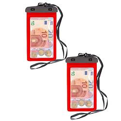 Foto van 2x stuks bellatio design waterdicht geldbuidel / moneybelt nektasje - rood - telefoonhoesjes