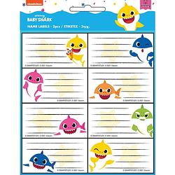 Foto van Pinkfong naamlabels baby shark junior papier wit 16 stuks