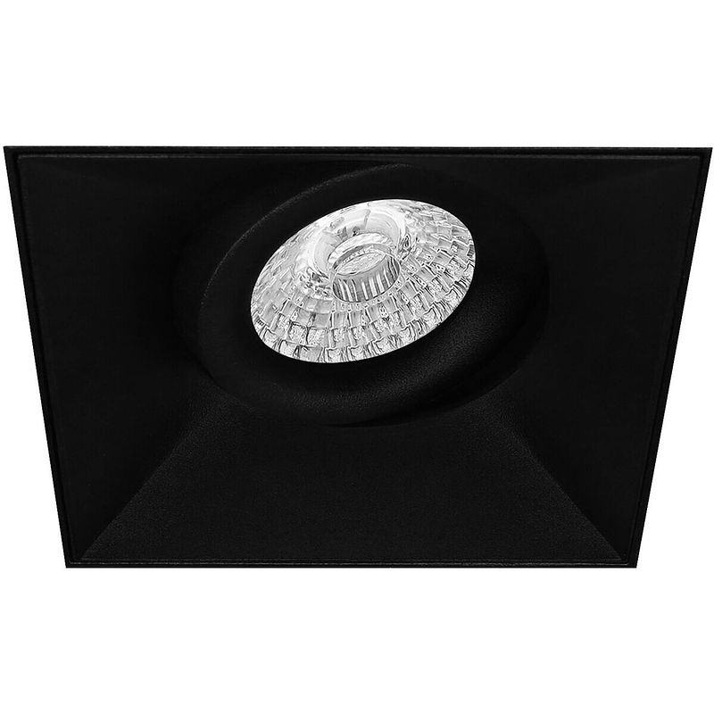 Foto van Spot armatuur gu10 - pragmi nivas pro - inbouw vierkant - mat zwart - aluminium - trimless - kantelbaar - 150mm