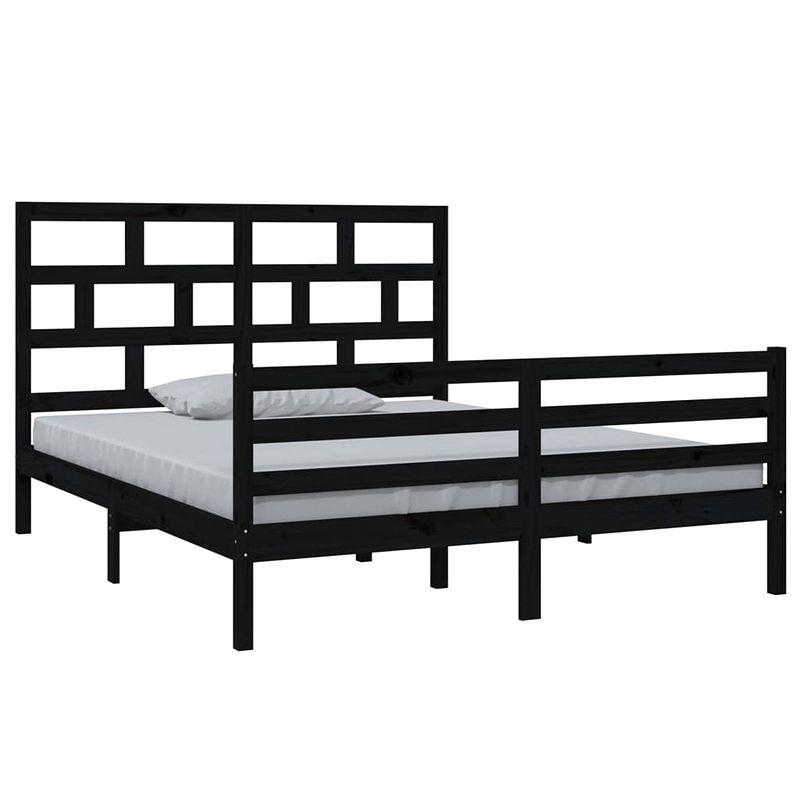 Foto van The living store houten bedframe - modern - slaapkamer - afmeting- 205.5 x 166 x 100 cm - ken- massief grenenhout -