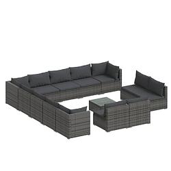 Foto van Vidaxl 14-delige loungeset met kussens poly rattan grijs