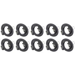 Foto van Spot armatuur 10 pack - trion - gu10 fitting - inbouw rond - mat zwart aluminium - kantelbaar ø83mm