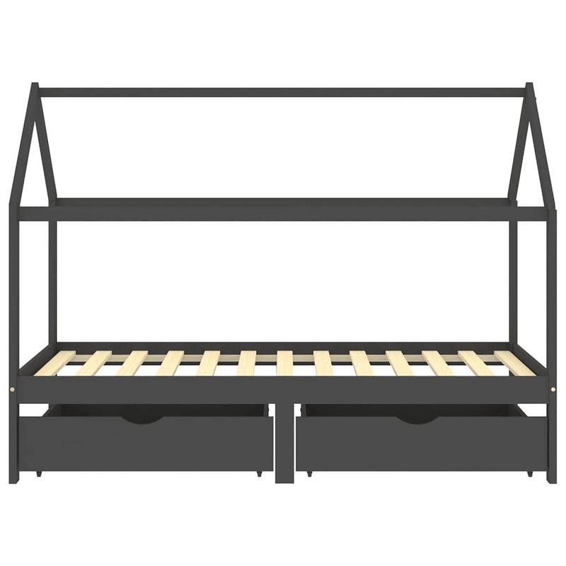 Foto van Vidaxl kinderbedframe met lades grenenhout donkergrijs 90x200 cm