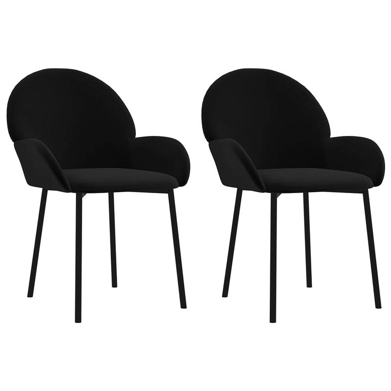 Foto van The living store fluweel eetkamerstoelen - 58 x 57 x 78.5 cm - zwart