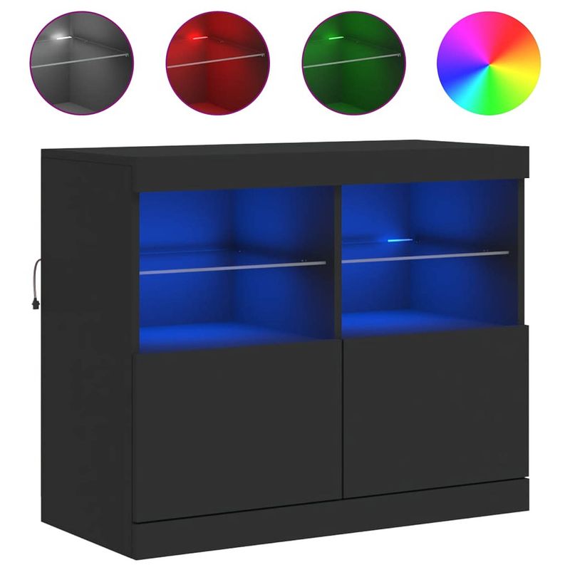 Foto van Vidaxl dressoir met led-verlichting 81x37x67 cm zwart