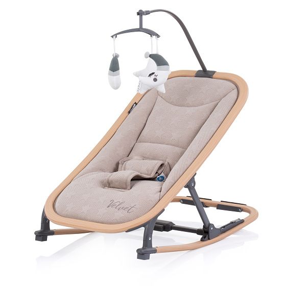 Foto van Chipolino velvet opvouwbare wipstoel met mobiel sand wood