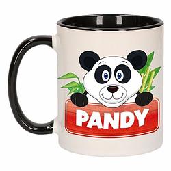 Foto van 1x pandy beker / mok - zwart met wit - 300 ml keramiek - pandabeer bekers